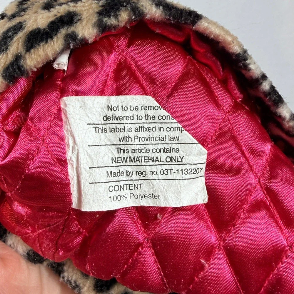 Gymboree Faux Fur Jacket Girls 2T-3T Leopard Print‎ Hooded Ears Pink Lining Coat